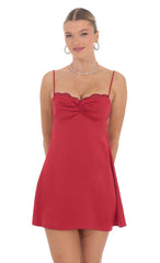 Satin Back Lace Dress in Red