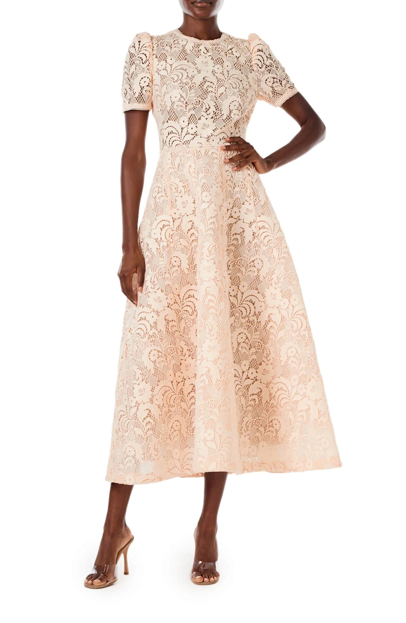 Short Sleeve Lace Cocktail Dress