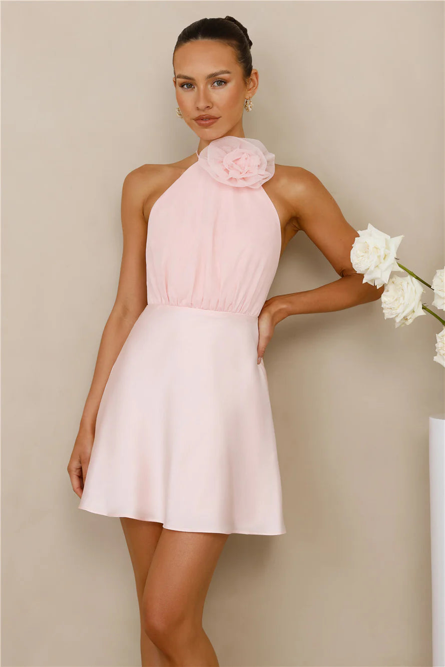 Infinite Charm Halter Mini Dress Pink